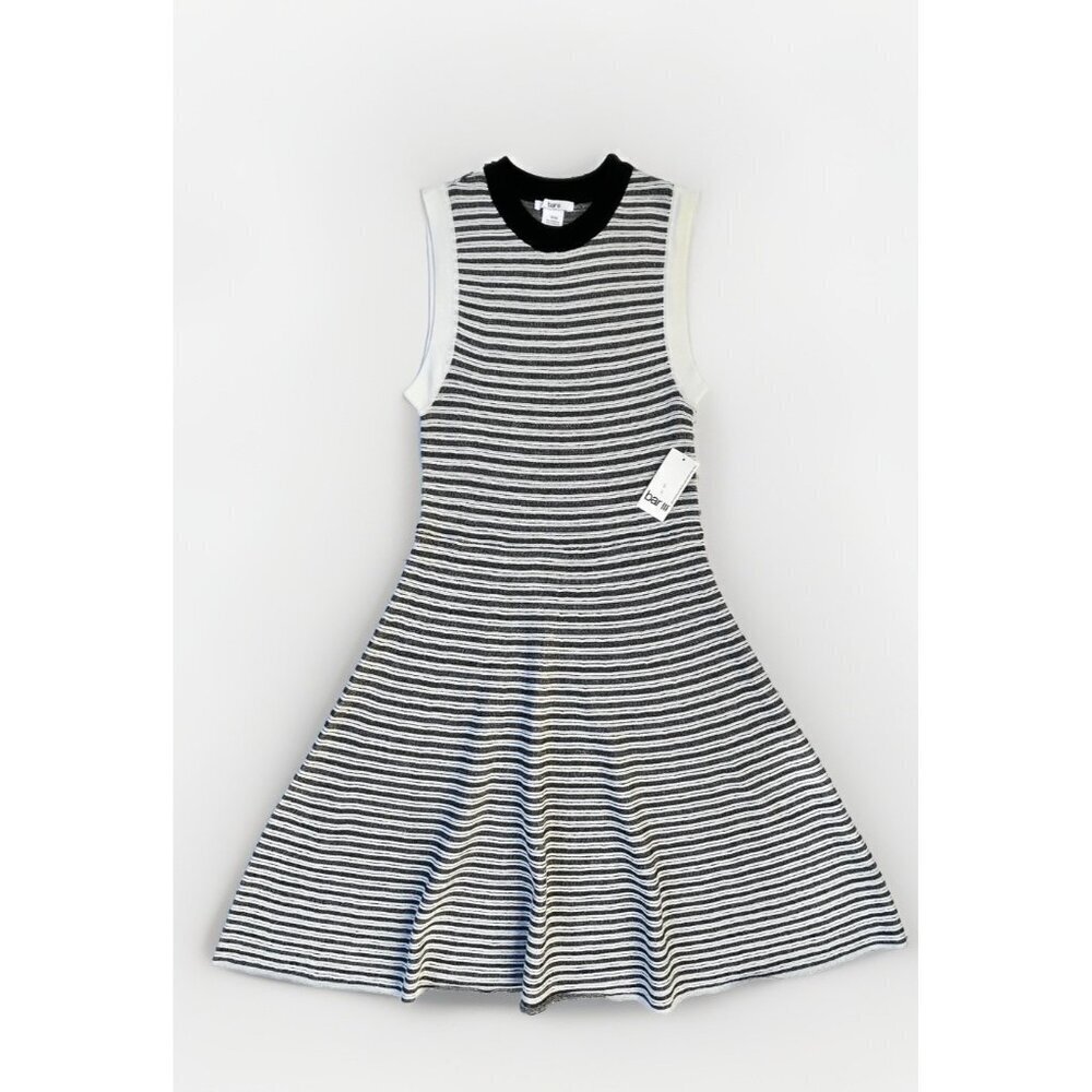 NWT Bar III Sleeveless Knit Dress Black White Stripe Size M Midi Stretch - Picture 14 of 15